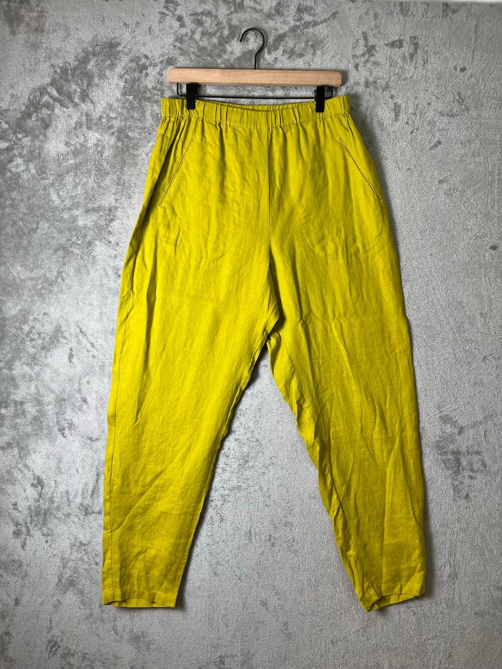 Bitte‎ Kai Rand 100% Linen Yellow Pull On Pants Lagenlook Natural Size Large New